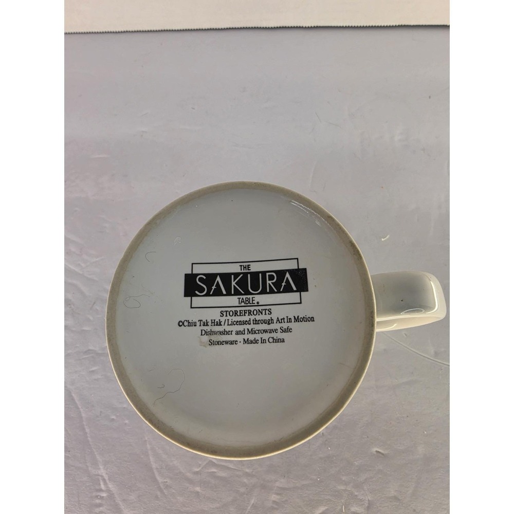 Sakura Table Storefronts French Bistro Coffee Mug Chiu Tak Hak Stoneware 10 oz - Picture 3 of 7